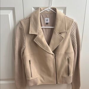 CAbi Women's Cream Blazer with Knit Sleeves